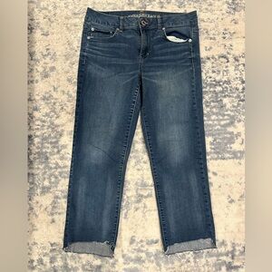 American Eagle Outfitters Dark Blue straight Cropped Jeans 8 short